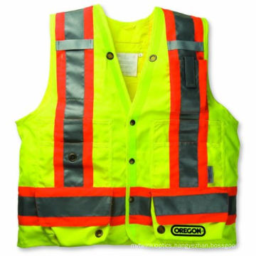 100% Polyester Knitting Fabric Safety Vest with Caution Tape